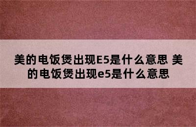 美的电饭煲出现E5是什么意思 美的电饭煲出现e5是什么意思